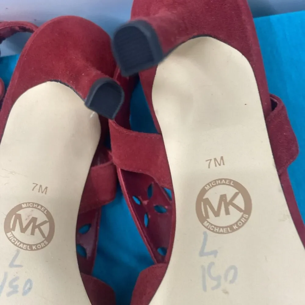 MICHAEL Michael Kors Platform Sandals High Heels Red Size 7 Open Toe Slingback